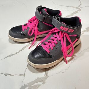 Nike SB | Youth Leather Skate Mid Athletic Shoes Sneakers Grey Black Pink